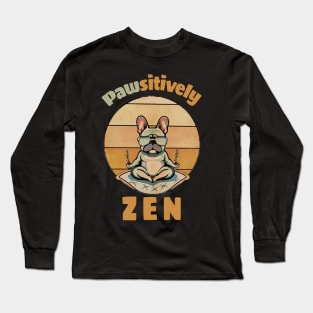 French bulldog yoga pose, funny frenchie in meditations pose Long Sleeve T-Shirt